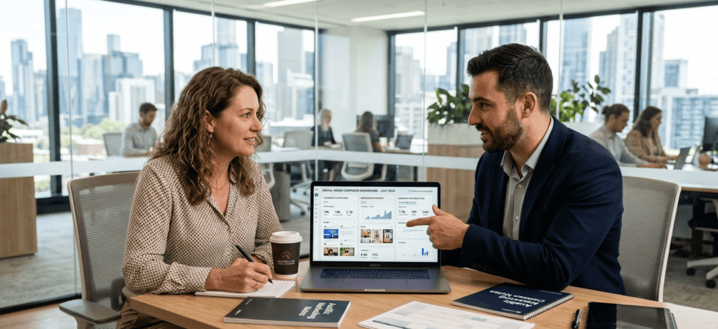 Small business social media marketing strategy discussion in Australia
